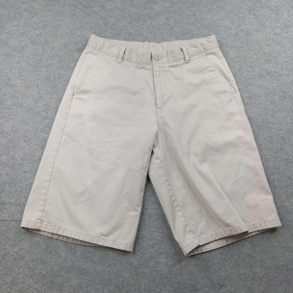 Nautica Shorts‎ Boys 18 Beige School Uniform Twill Flat Front Chino Bermuda
